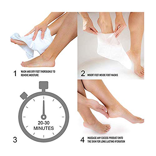 CALA Moisturizing Foot Mask Socks, Shea Butter + Sunflower Seed Oil, Tea Tree & Aloe Hydrating Booties with Urea + Hyaluronic Acid, 3 Pairs, 20-30 Min Treatment