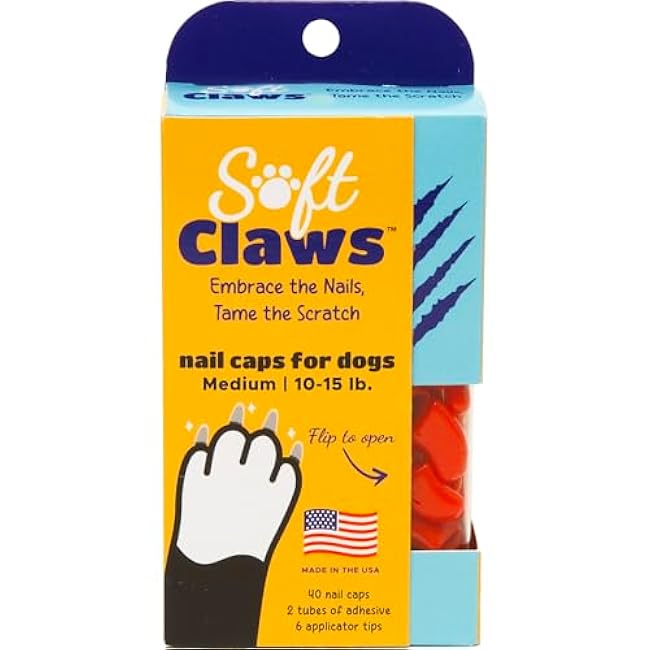 Soft Claws Nail Caps for Dogs with Non-Slip Design - 40 Dog Nail Covers for Long-Lasting Protection of Floors and Furniture - Red, Medium-6ZUmZwu1