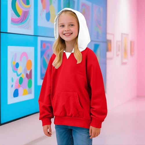 Girls Oversized Comfy Hooded Sweatshirts Fall Winter Color Block Hoodie Stylish Pullover With Pockets 2-14 Years2
