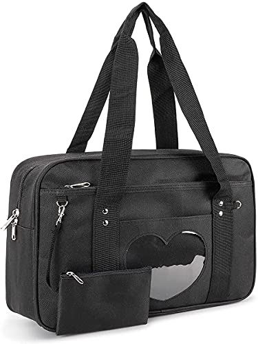 Ita Bag Heart Japanese School Bag,Handbag Heart Shoulder Bag, Kawaii Large Anime JK Girl School Bag Purse Canvas for Girls