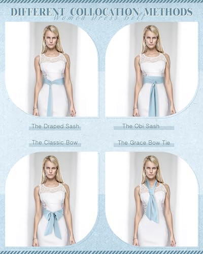 Image of Glitopper Women Chiffon Sash Belt Dress Sash Waist Bridal Wedding Belt 50s Accessories 3'' Wide