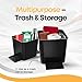 HAUSSIMPLE Car Trash Can Leakproof Compact Garbage Bin w/Stability Flap, Anti-Slip Base, Portable Trash Holder for Cars, Trucks, SUVs, Minivans, Auto Organizer with Trash Bags (Black, Small)