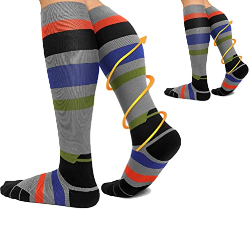 Sooverki Kompressionsstrümpfe Damen und Herren Kompressionssocken Stützstrümpfe Sneaker Socken Laufsocken für Flug,Sport, Reise, Radfahren.012-multi, S/M