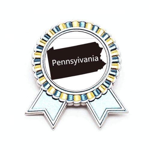 Broche Pennsylvanie carte des États-Unis en métal fin gravé