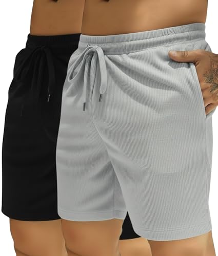 Image of INKKR Men's Premium Polyester Casual Ribbed Shorts ||Loose Fit with 2 Pocket Shorts