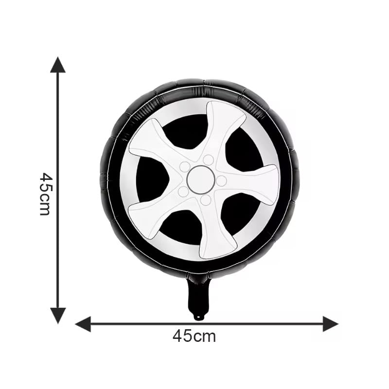 Image of Party Warehouse Racing Car Balloon Set for Birthday-5Pcs Race Theme Foil Balloons for Race Lovers|Tyre & Checkered Flag Balloons for Kids /Adults Party Decorations (Bike set)