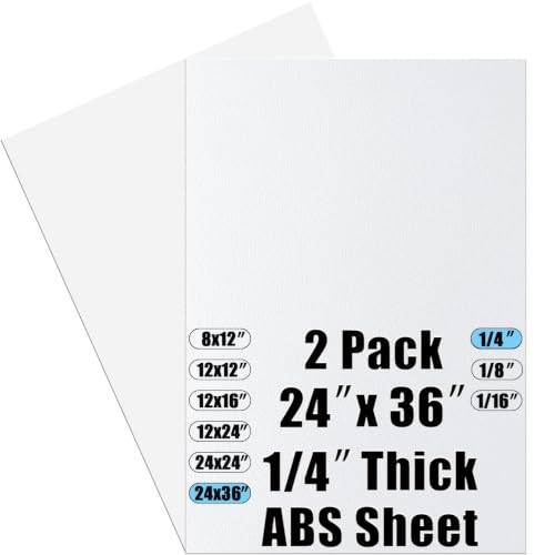 Image of ABS Plastic Sheet 1 /4 Inch Thick 24 x 36 (2-Pack),Two-Sided Heat Moldable Panel (Thermoplastic Textured Front & Smooth Back), White Thermoform Board Great for DIY Projects, Decor, Handcrafts