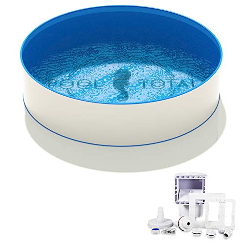 POOL Total Rundpool Ø4,00 x 1,20m, Folie 0,6mm Stahlwand Schwimmbecken-Set inklusive Skimmer-Set mit Einströmdüse