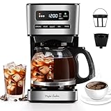 Taylor Swoden 1.8L Filter Coffee Machine with Iced Coffee Mode, Programmable Drip Coffee Maker, 24H Timer, 3 Brew Strengths, Auto Clean, Keep Warm & Anti-Drip, Glass Carafe, Black - Flex
