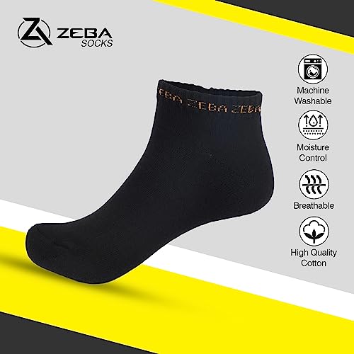 ZEBA PADDED MINI CREW BLACK SOCKS - UNISEX (6-PACK)2