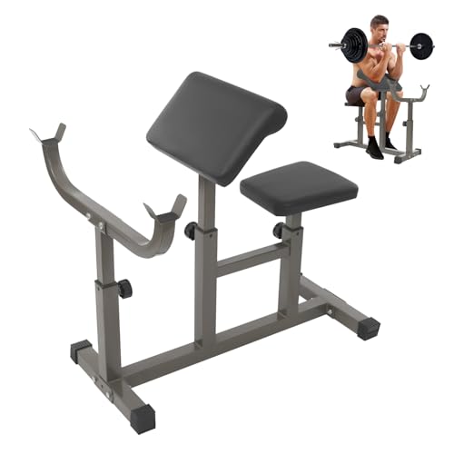 AGULIUM Adjustable Preacher Curl Bench, 661LBS Arm Preacher Curl Weight Station, Seated Strength Training Biceps Bench, Bicep Tricep Curl Machine Home Gym Fitness Equipment