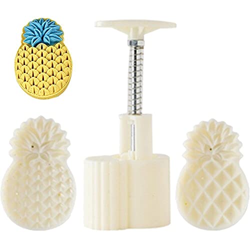 1 Set Mooncake Mold Press with Stamps Pineapple Shaped Mooncake Mould Pastry Cake Mould for DIY Hand Press Cookie Dessert