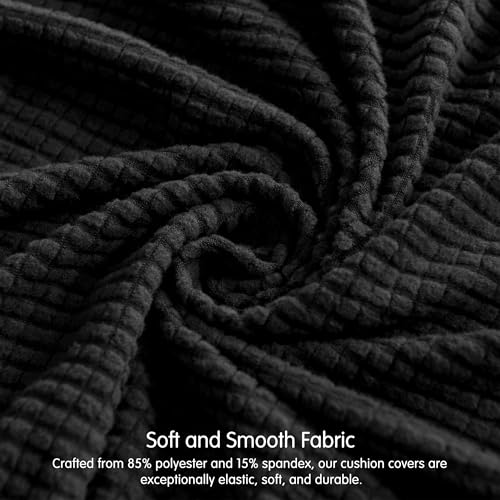 Image of CHUN YI 3 Piece Couch Cushion Covers for XL-Sofa Seat Slipcovers Suitable with Spandex Jacquard Washable Fabric (3 Piece XL-Sofa Cushion Covers, Black)
