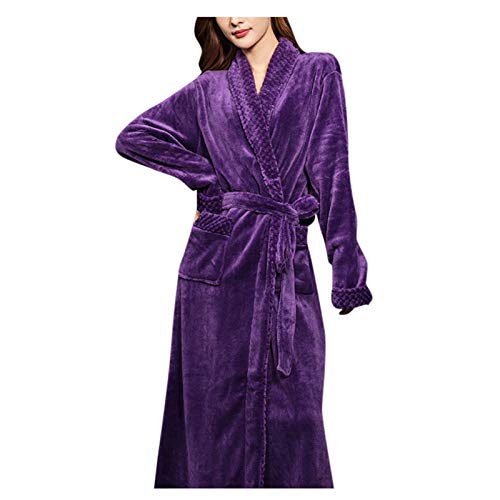 Hotkey Long Bath Robe for Womens Shawl Collar Plush Soft Fleece Bathrobes Nightgown Ladies Winter Pajamas Sleepwear Housecoat