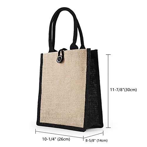 TopTie Custom Jute Handbags with Handles & Button Closure, Add Your Logo on Beach Tote Bags, Personalized Christmas Gifts2
