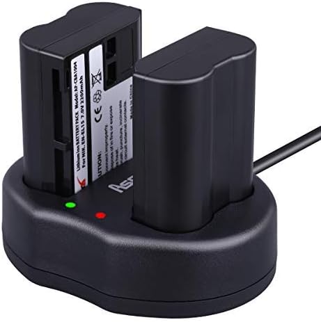 EN-EL15 EN-EL15A Asperx 2 Pack Battery and Smart Dual Charger Compatible with Nikon D7100, D750, D7000, D7200, D7500, D810, D610, D800, D850, D600, D500, D800e, D810a, 1v1 Cameras(No Memory Effect)
