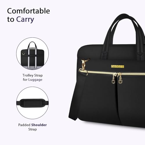 Ferkurn Laptop Bag Case 14 15 15.6 Inch Women Men Computer Bag for Dell Inspiron XPS/HP Pavilion/Surface/Lenovo Thinkpad Ideapad/ASUS Vivobook/Acer Chromebook,Shoulder Briefcase Messenger Case,Black