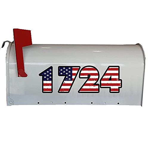 VWAQ Personalized Mailbox Address Decals - Mailbox US American Flag - Custom Mailbox Numbers Vinyl Stickers - TTC2-P
