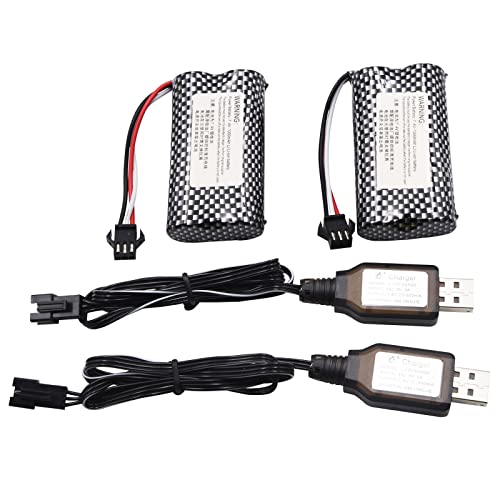 Blomiky 2 Pack 7.4V 1200mAh 8.88Wh Li-ion Rechargeable Battery with Black SM-3P Plug and Cable Replacment for Some Old Version RC Trucks / 1575 Battery 2 by Blomiky - Used condition - Image 6