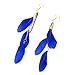 Heavstjer Fashion Piercing Jewelry Tassel Feather Dangle Drop Long Chain Earrings(Blue)