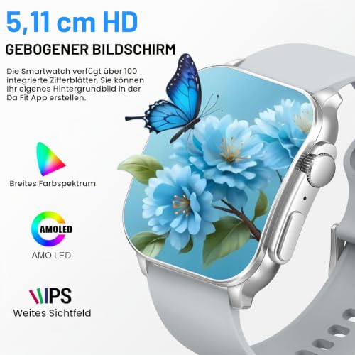 Smartwatch Herren, 2.01" HD AMOLED Display, Fitnessuhr mit Telefonfunktion – Ansicht 2