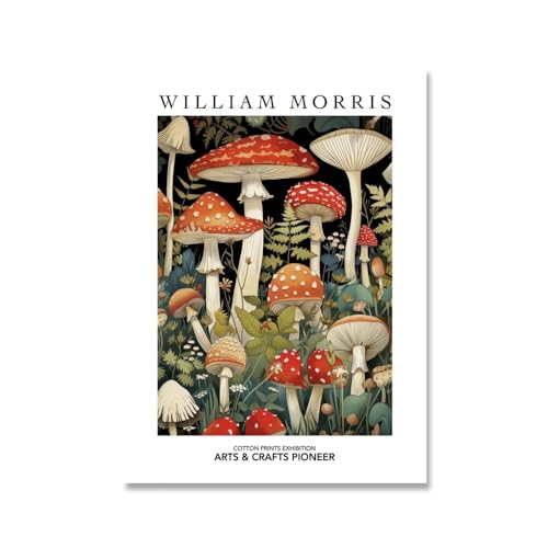 Affiche Champignons William Morris pour sublimer un mur blanc avec une toile 16x24 sans cadre