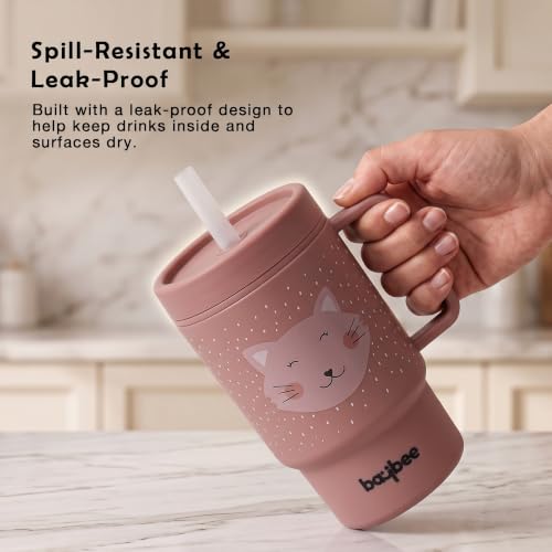 Image of BAYBEE Leak-Proof Sipper Bottle for Toddlers | BPA-Free Tritan Sipper Bottle with Straw for Babies with Double-Wall Insulation | Training Cup for Baby with Easy Clean & Easy-Grip for Kids (Brown)