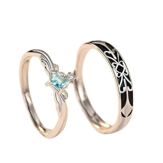 Image of Luxury look Couple Rings for Men & Women | Matching Love Promise Rings | Stylish Adjustable Band Rings | Romantic Gift for Couples