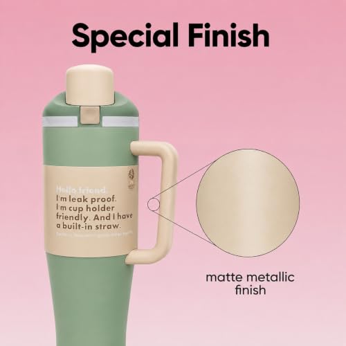 Image of HomeCloud 1200ML Stainless Steel Water Bottle - Double-Wall Vacuum Insulated, Leakproof Straw Lid, BPA-Free Reusable Travel Flask with Two-Way Spout for Gym, Office & Outdoor Use (H Green)