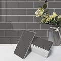 Avant Decor | Sample Tile | Stone Composite Subway Solid Color Tiles | Peel and Stick Kitchen Backsplash Tiles | Wall Tiles | 3” x 6” | Bex Metro Glossy Pewter