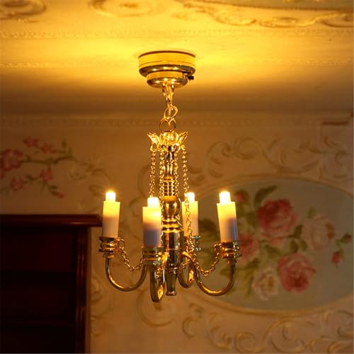 Muebles candelabros en miniatura estilo vela lámpara de techo modelo araña vintage 7