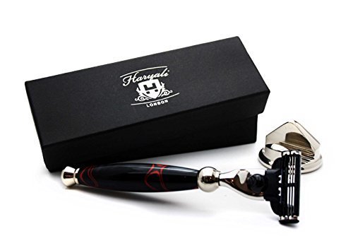 Haryali London 3 Edge Shaving Razor With Cone Shaped Razor Stand Beard and Mustache Shaving Kit Perfect Set For Men