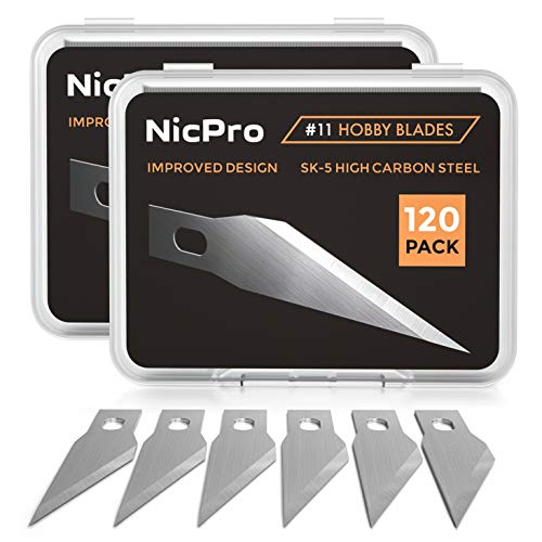 Nicpro Lot de 240 lames de scalpel de loisir #11 lames ultra tranchantes après remplissage pour outils de coupe artistique avec boîte de rangement pour...