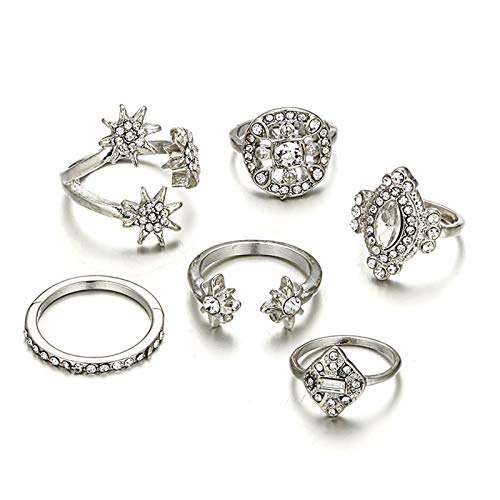 KnSam Anillo de Gypsophila Star bisuteria Mujer Gatos de Chapado en Plata Anillos Mujer Finos Baratos de Plata