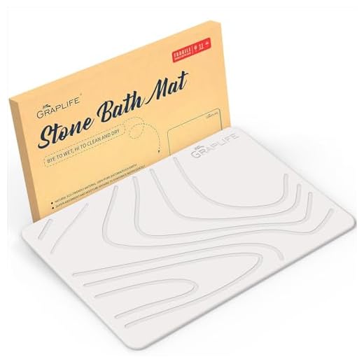Graplife Stone Bath Mat - Non-Slip Super Absorbent Diatomaceous Earth Shower Mat - Fast-Drying Mat for Kitchen Counter, Tub & Bathroom Floor - Elegant Home Decor & Modern Accessories - White 23.5x15”