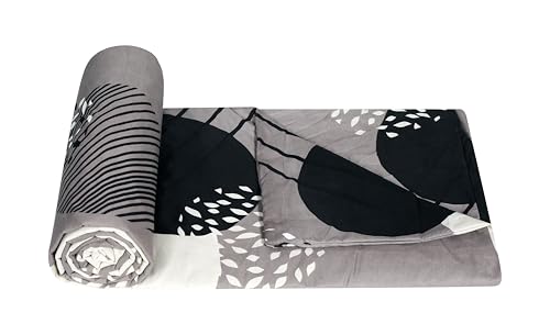 Image of la' amour Super Premium Quilt Cover Double Bed with Zipper Blanket Cover /rajai Cover /Comforter Cover /Duvet Cover King Size Soft Cotton Breathable Skin Friendly 90x100 Inches, Color- Circle Black White