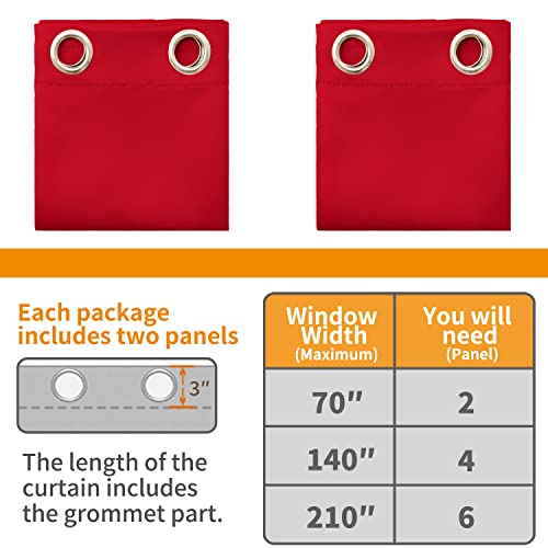 Image of YoungsTex Red Blackout Curtains for Bedroom 52 x 63 Inches Long - Thermal Insulated Drapes with Grommet Room Darkening Privacy for Living Room, 2 Panels