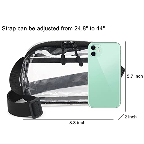 Clear Fanny Pack, Stadium Approved Clear Belt Bag For Women, Small Cute Clear Waist Bag With Adjustable Strap | Back Pocket For Sporting Events, Concert, Travel (Black) #TOP2