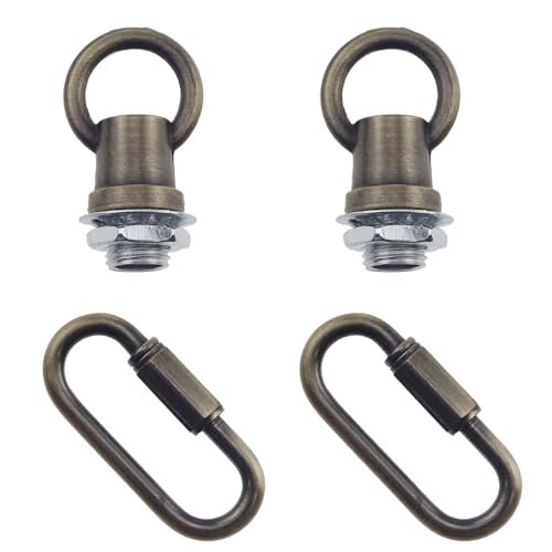 Image of Hook Rings for Light Fixture Light Fixture Hooks Nuts M10 Lighting Loops with Link Connector for Extending Light Fixture Chandelier Chains 2 PCS (Antique Brass)