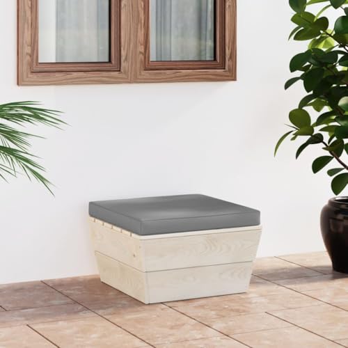 Solivagant Otomana de palets de jardín con cojín Madera Abeto impregnada,Gris,14.7kg