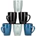 LVKH Blue Coffee Mug Set - Hand Made Stoneware Ceramic - (12.5 ounces, 6 pieces)