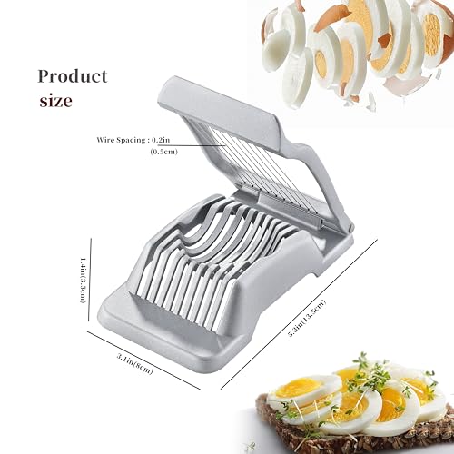Egg Slicer for Hard Boiled Eggs, LCCOWOT Heavy Duty Strawberry Slicer Cutter, Stainless Steel Wire Cup Slicer with Aluminium Body, Perfect for Eggs, Fruit, Spam, Mushroom and More - Thumbnail 2