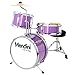 Mendini by Cecilio 13 inch 3-Piece Kids/Junior Drum Set with Throne, Cymbal, Pedal & Drumsticks (Purple Metallic)