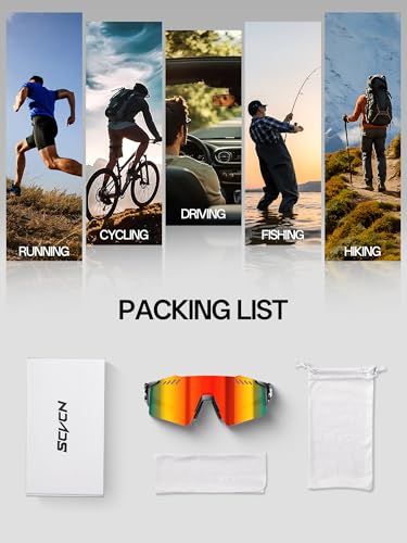 SCVCN Cycling Sunglasses for Men Women, UV400 Sports Sunglasses with HD TAC Lens, 28g Lightweight TR90 Frame, Adjustable Nose Pad & Airflow Vents for Running 01 - image 5