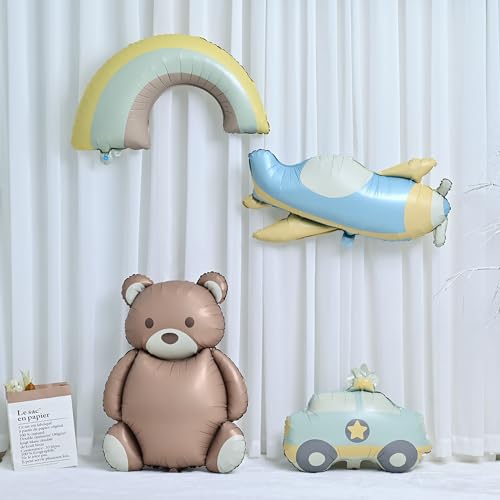 Image of Airplane Balloons 2 Pieces Matte Airplane Balloon Aeroplane Balloons | Airplane Foil Balloon Large Beautiful Caricature Decor Children Birthday Party Decoration for Boys Girls Birthday Decoration