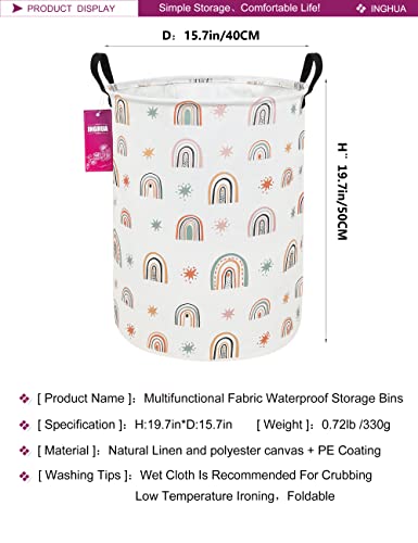 Image of Rainbow Fabric Storage Bin Nursery Organizer Basket | Organizer Bin Dirty Clothes Collapsible Waterproof for College Dorms, Boys and Girls Bedroom,Bathroom