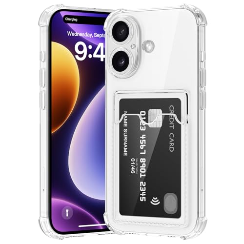 ÁRBOLORO Kartenfach Hülle für iPhone 17, Transparent Silikon...