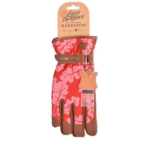 Burgon & Ball Love The Glove Ladies Gardening Gloves, Small/Medium, Oak Leaf Poppy, S-M - Image 4