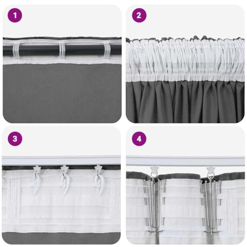 Rideaux en velours de qualité supérieure gris 2 pièces de 245x140cm