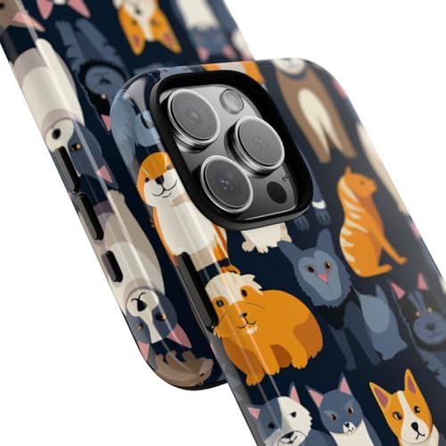 Coque rigide iPhone 16 Pro Max aux motifs chats et chiens colorés